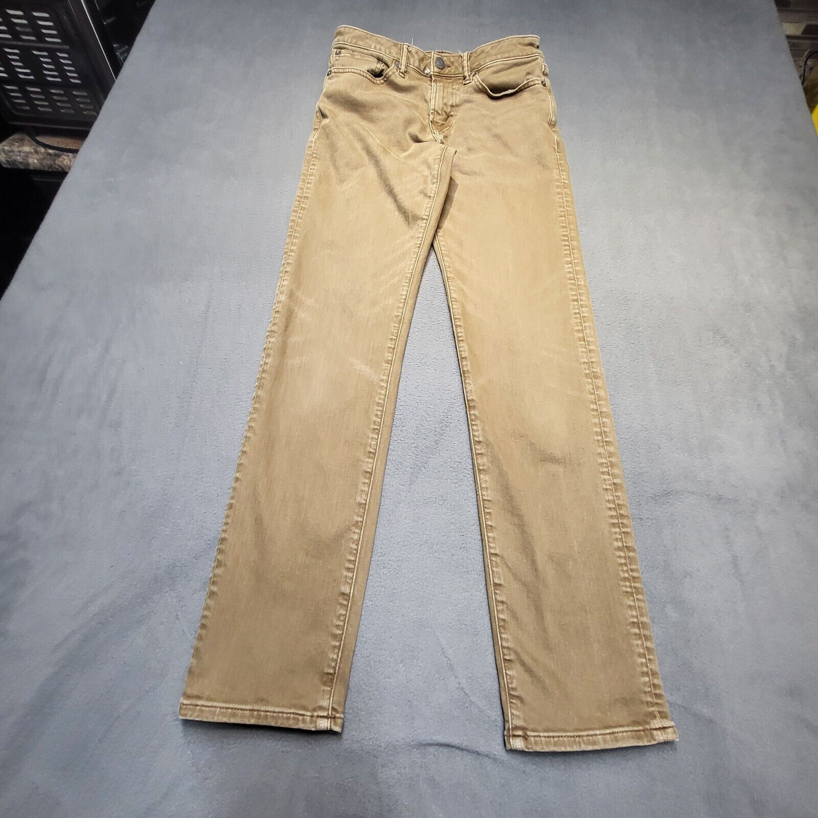 American Eagle Mens 28x30 Brown Slim Straight Jeans Stretch Distressed Denim